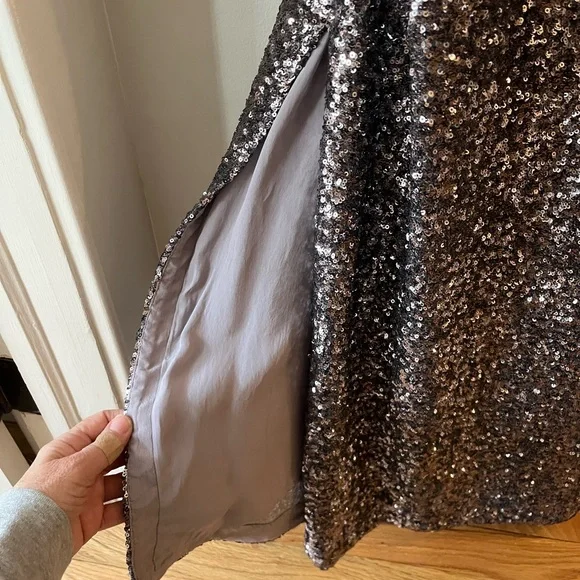 NWT J Crew Collection Silver Sequin Slip Dress - Picture 7 of 8